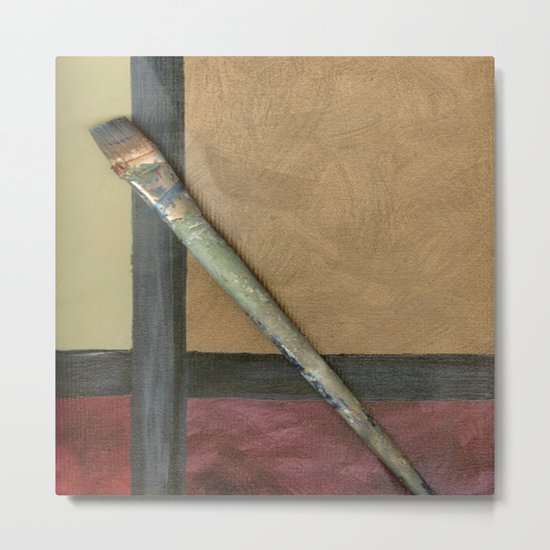 Artist Brush On Abstract Copper Canvas Artwork - Vintage - Modern Art - Painter Metal Print