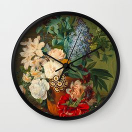 Floral Bouquet  Wall Clock | Darkacademia, Darkbotanicalprint, Botanicalprint, Farkfloral, Floralarrangement, Painting, Nature, Flowersinvase, Flowers, Bloom 