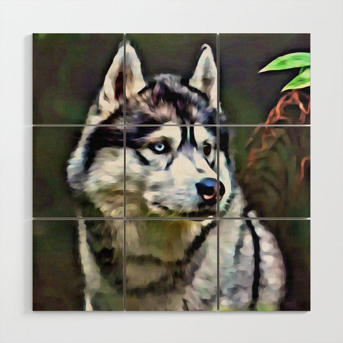 Cute Wolf in The Woods Wood Wall Art