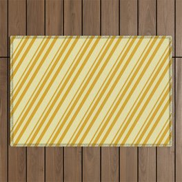 [ Thumbnail: Goldenrod and Pale Goldenrod Colored Stripes Pattern Outdoor Rug ]