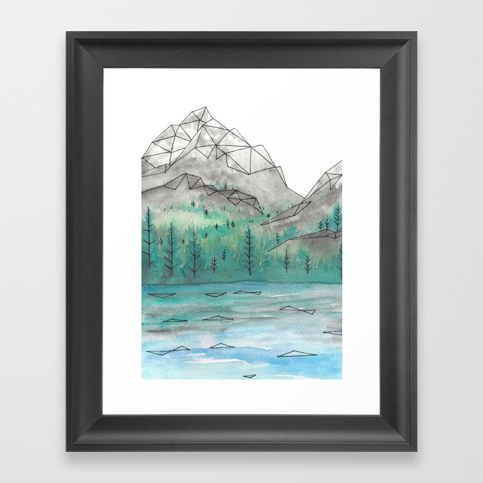 Geometric Mountain Framed Art Print by Sophia Rose Glover Society6