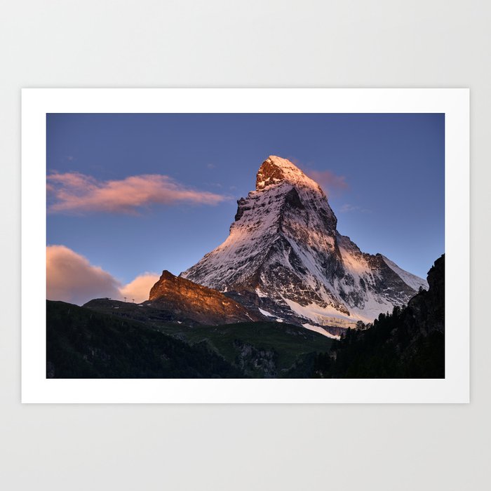 Matterhorn at sunrise. 4.478 meters. Swiss Alps Art Print