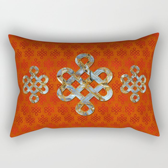 Decorative Marble and Gold Endless Knot symbol Rectangular Pillow