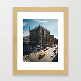 Yellow cab at Meatpacking district, New York | Typical NYC artwork | Busy streets cityscape travel photography Framed Art Print