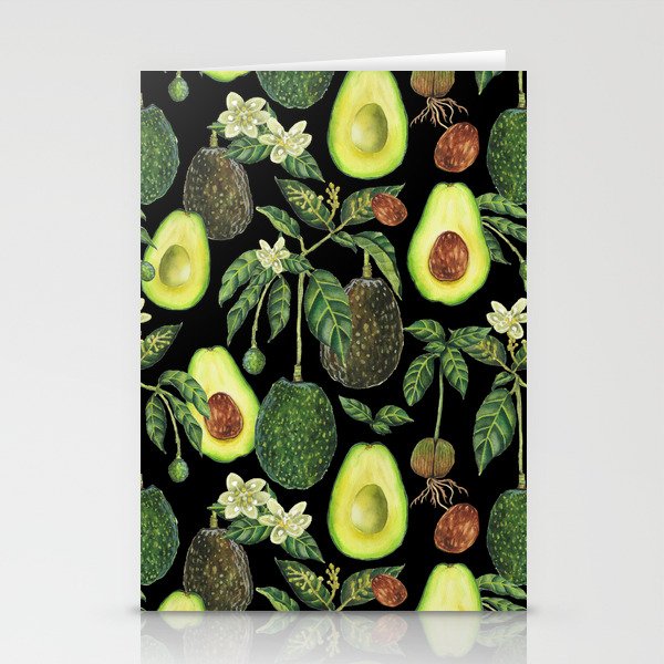 Avocado Fruit Plants - black Stationery Cards