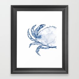Coastal Crab in Watercolor, Navy Blue (Left Half in Set) Framed Art Print