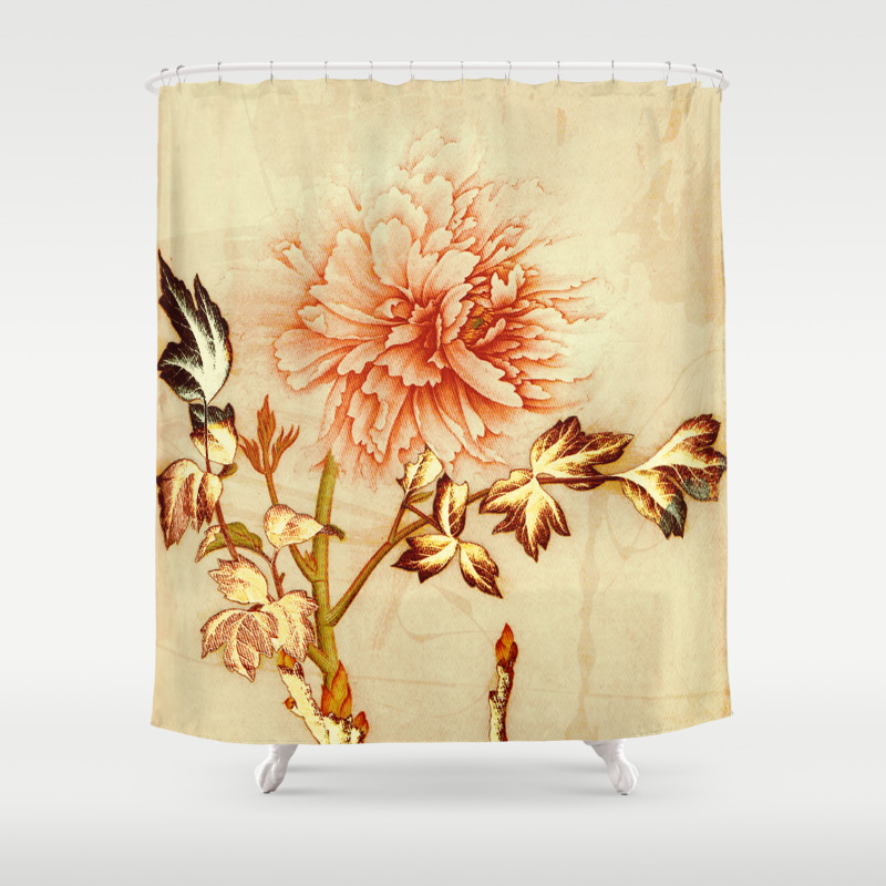 Peach And Golden Floral Shower Curtain By Clemm Society6