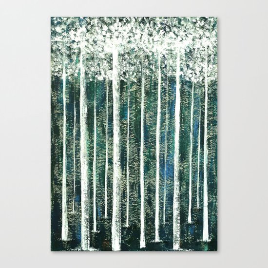 Hand Painted Green Christmas Jungle Canvas Print