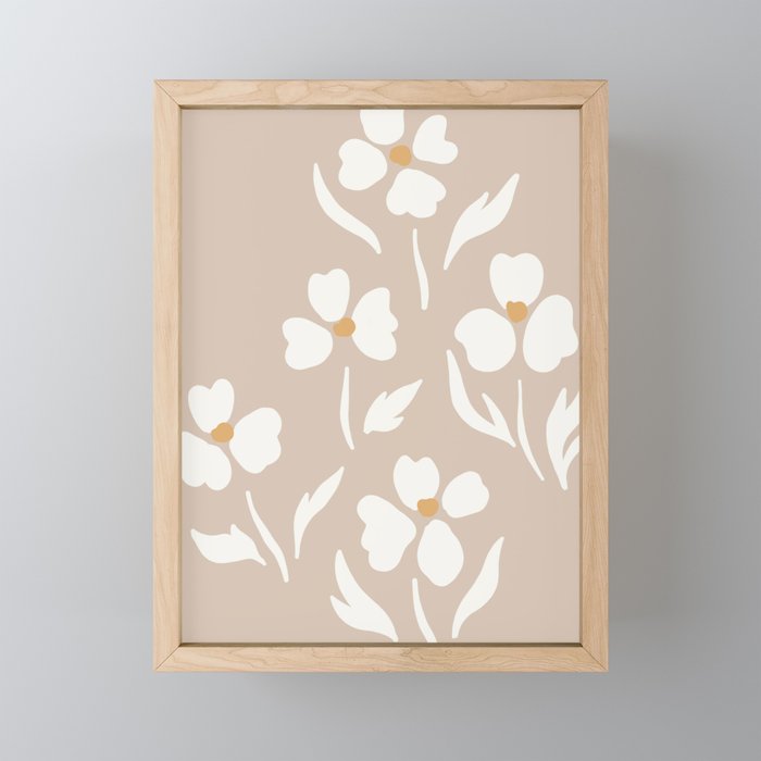 Cut Outs Flowers Neutral Framed Mini Art Print