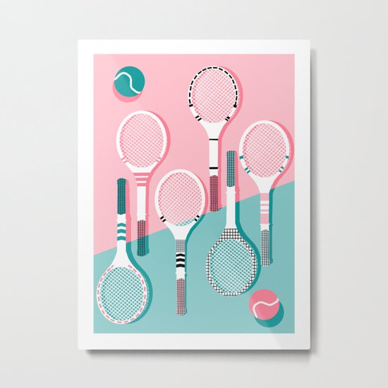 Got Served - tennis country club sports athlete retro throwback memphis 1980s style neon palm spring Metal Print