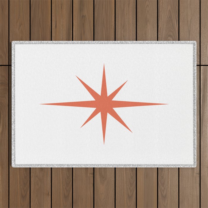 Orange Mid Century Starburst Outdoor Rug