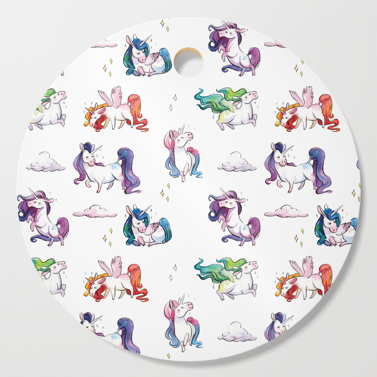 Chubby Unicorns Cutting Board By Ladyfawn Society6