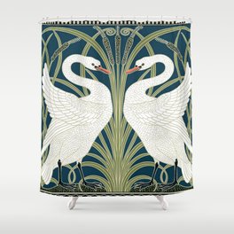 Swan Rush and Iris by Walter Crane Shower Curtain