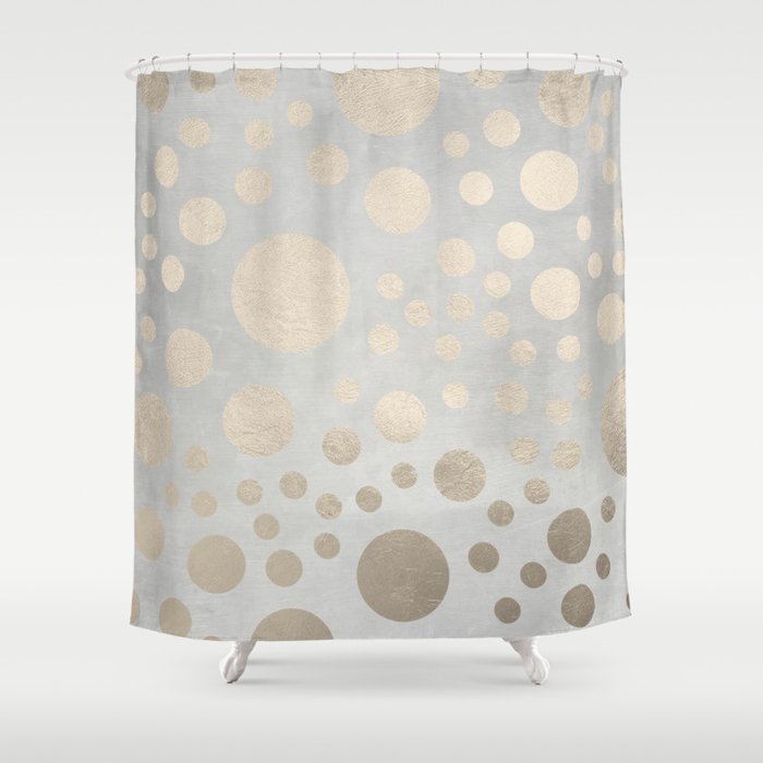 Champagne Gold Dots Pattern On Old Metal Texture Shower Curtain By Champagne Gold Dots Pattern On Old Metal Texture Shower Curtain By Sundressed Society6