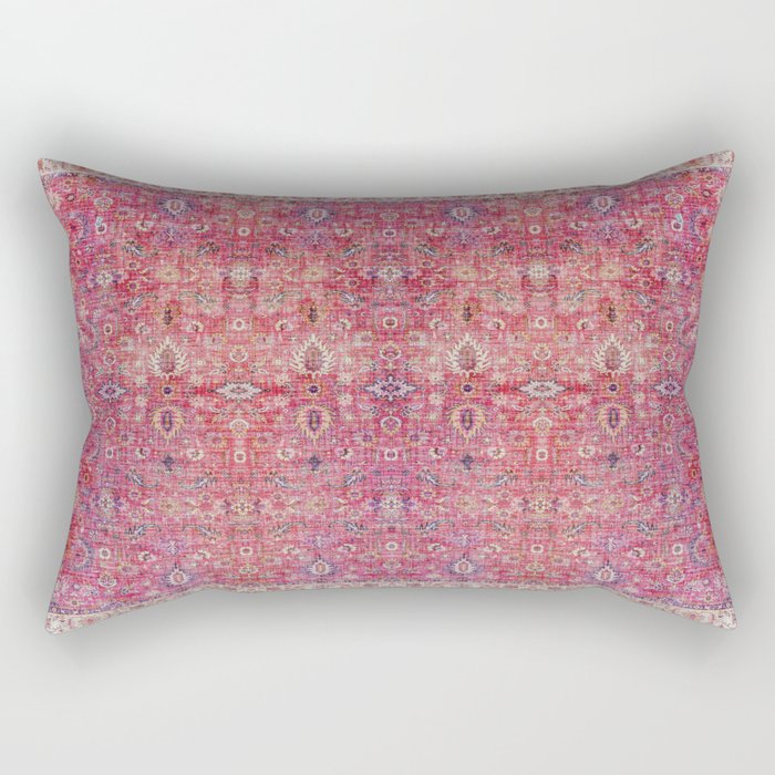 Pink Vintage Antique Oriental Traditional Moroccan Original Artwork Rectangular Pillow