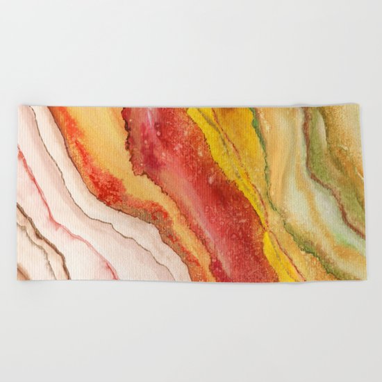 AGATE Inspired Watercolor Abstract 03 Beach Towel