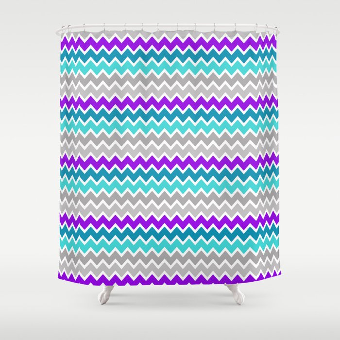 Turquoise chevron shower outlet curtain