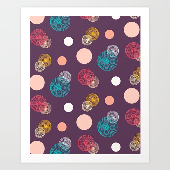 Colorful Scrawled Polka Dots Art Print