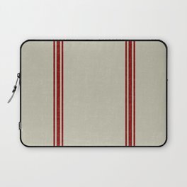 Red Stripes on Linen color background French Grainsack Distressed Country Farmhouse Laptop Sleeve