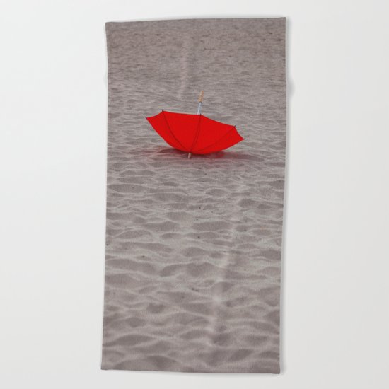 Lost red Umbrella Beach Towel