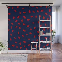 Red Color Autumn Leaf Design Wall Mural