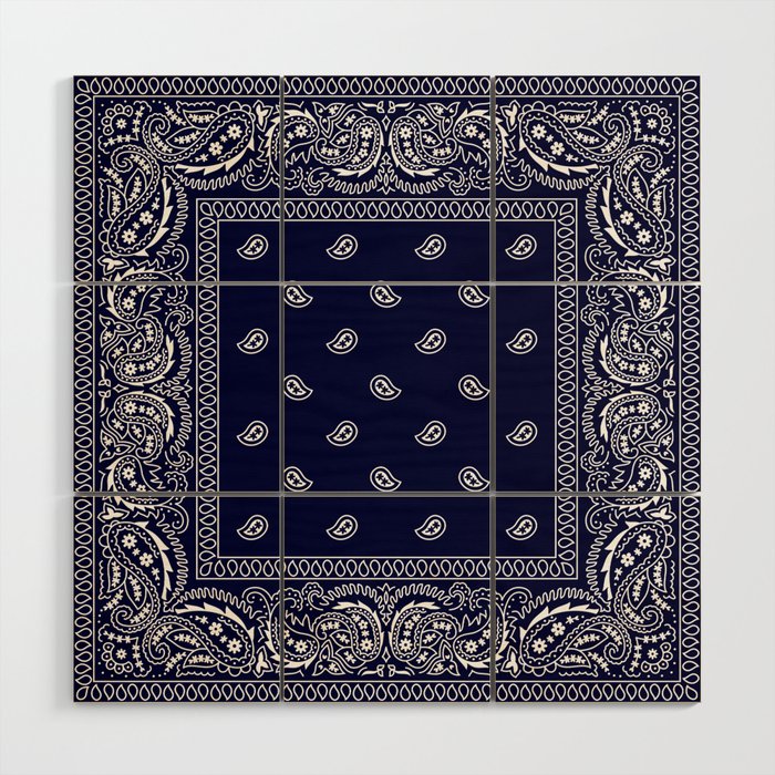 Bandana Navy Blue Southwestern Wood Wall Art By Rosemarya Society6