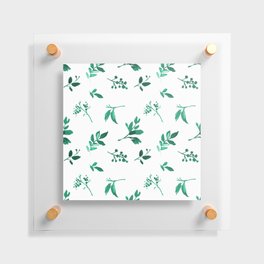 Watercolor simple forest green white foliage  Floating Acrylic Print