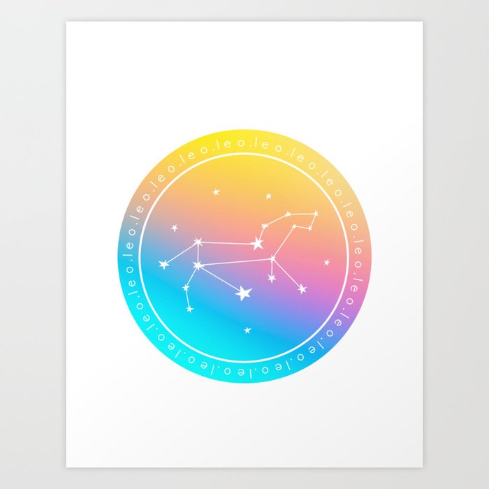 Leo Zodiac | Rainbow Circle Art Print