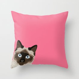 Peeking Siamese Cat - Funny cat meme for cat lovers, cat ladies gifts for cat people Throw Pillow