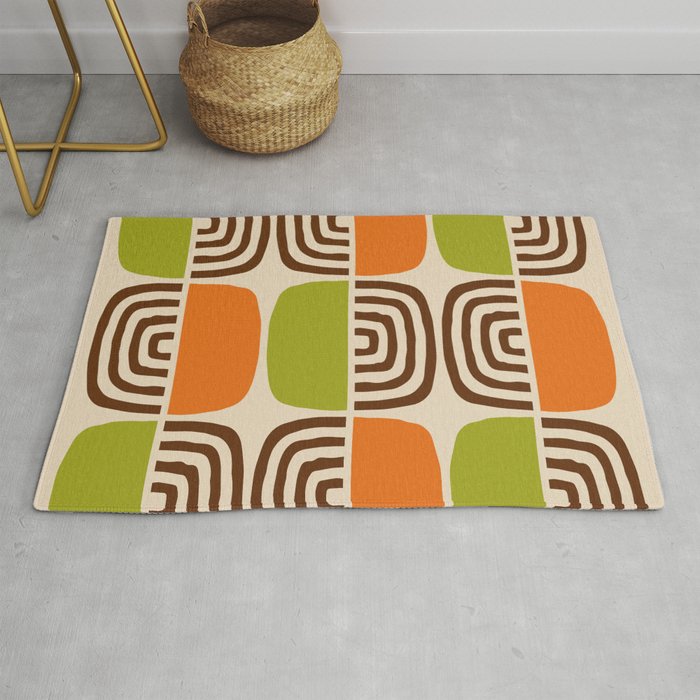 Mid Century Modern Geometric Abstract Pattern 749 Fall Colors Rug