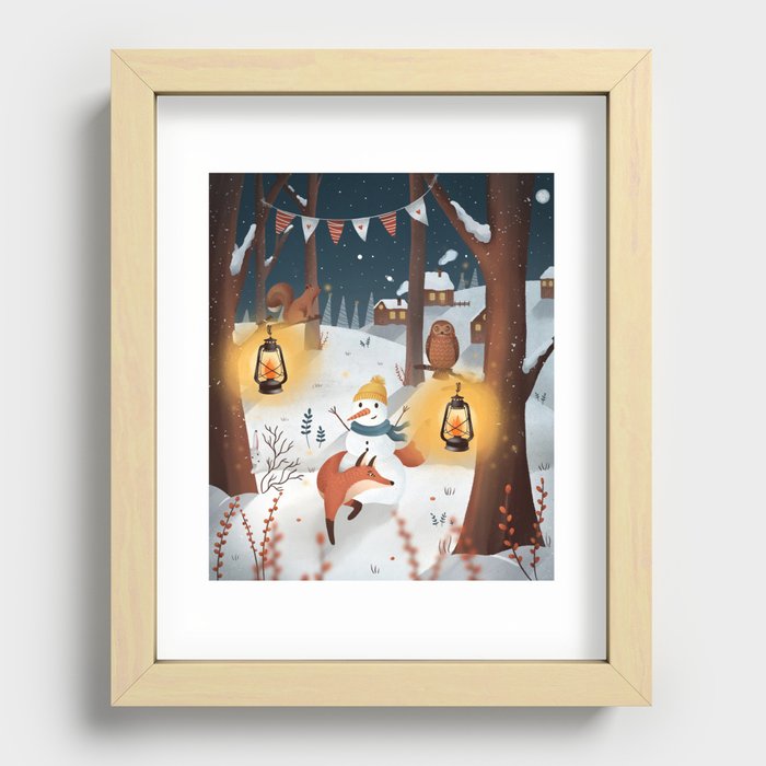 Snowman & his Friends Recessed Framed Print