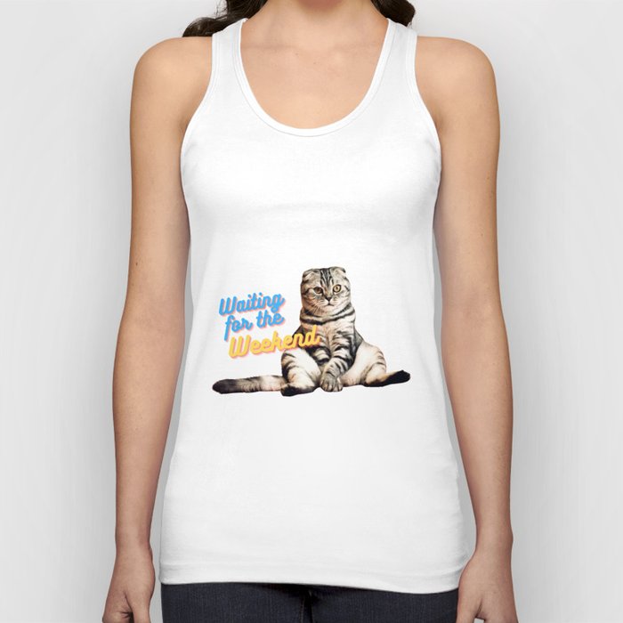 cute cat sit waiting for weekend lazy funny Tank Top