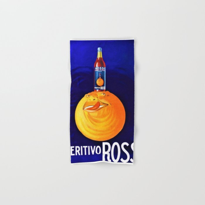 1930's Vintage Navy Blue Aperitivo Rossi aperitif alcoholic beverages food and wine kitchen and dinning room advertising poster Hand & Bath Towel