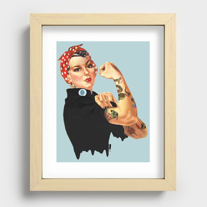 Tattooed Rosie the Riveter Recessed Framed Print