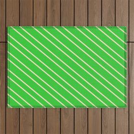 [ Thumbnail: Lime Green & Bisque Colored Stripes Pattern Outdoor Rug ]