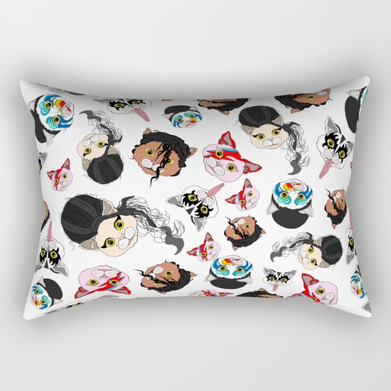 Pop Cats - Pattern on White Rectangular Pillow