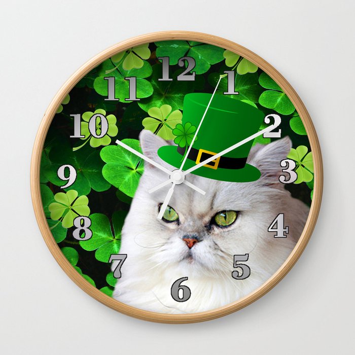 St. Patrick's Day Irish Cat Wall Clock