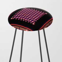 Geometric frame design, Traditional Embroidery pattern, seamless cultural folk art. Counter Stool
