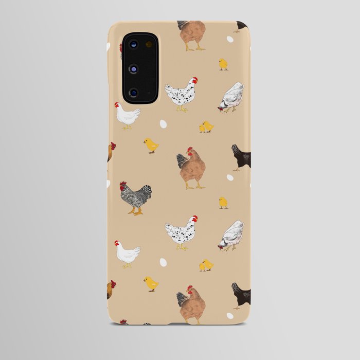 Chicken,chicks,roosterpattern,plane beige background  Android Case