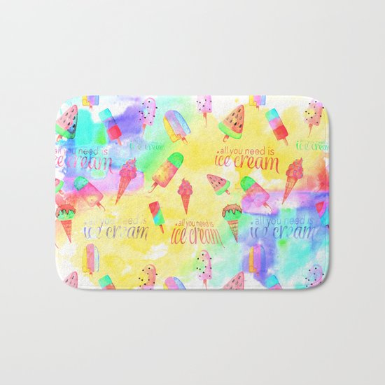 ALL YOU NEED IS ICECREAM - seamless summerpattern Bath Mat