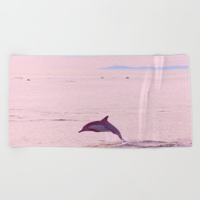 Pink Porpoise Beach Towel