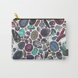 MIXED GEMSTONES ON WHITE Carry-All Pouch
