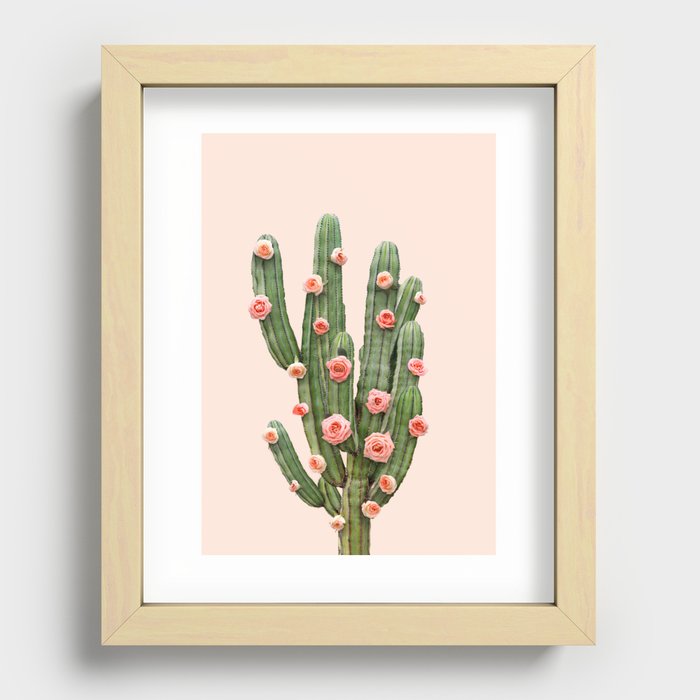CACTUS AND ROSES Recessed Framed Print