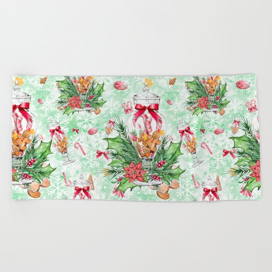 Christmas gingerbread candy cane #2 Beach Towel