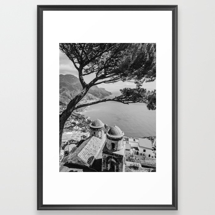 Villa Rufolo Ravello Amalfi Coast Black and White Framed Art Print