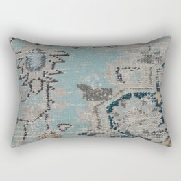 Aqua and Gray Vintage Kilim Square Rectangular Pillow