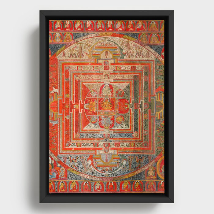 Tibetan Buddhist Mandala Manjuvajra 43 Deities Framed Canvas