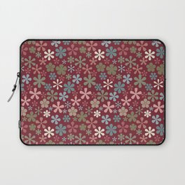 deep red and pink floral eclectic daisy print ditsy florets Laptop Sleeve