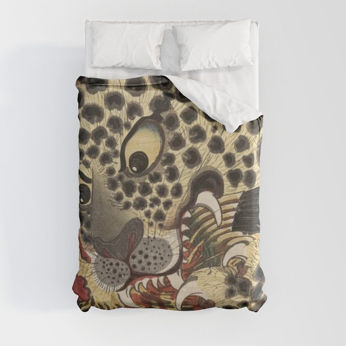 The Tiger of Ryōkoku by Hirokage by Utagawa Hirokage Duvet Cover