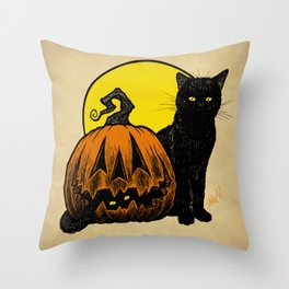 Still Life with Feline and Gourd Throw Pillow